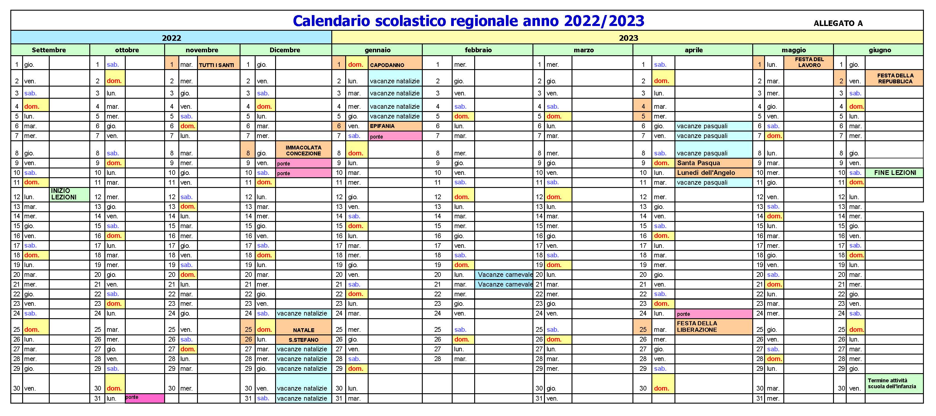 calendario regionale 22 23