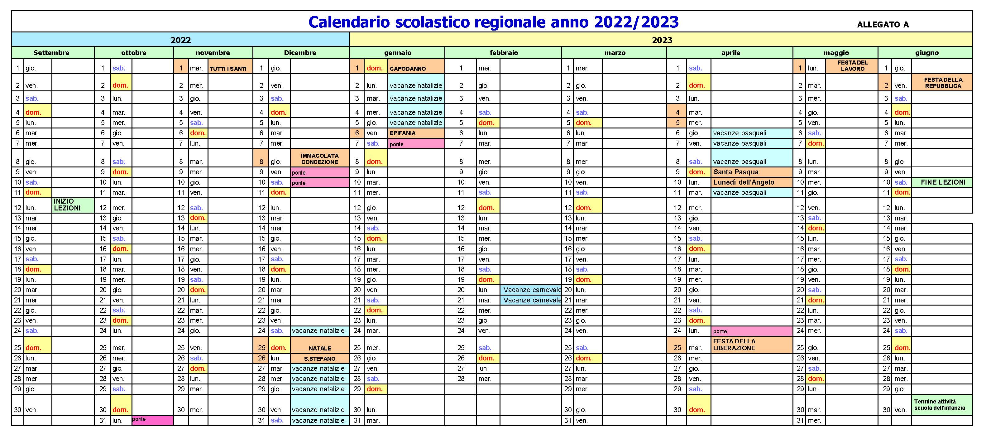 calendario regionale 22 23