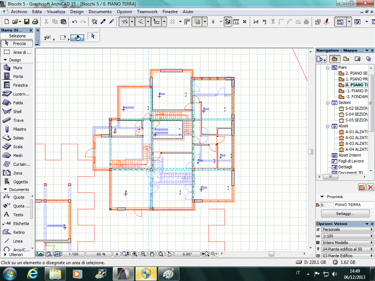 Pianta blocco abitativo ArchiCAD